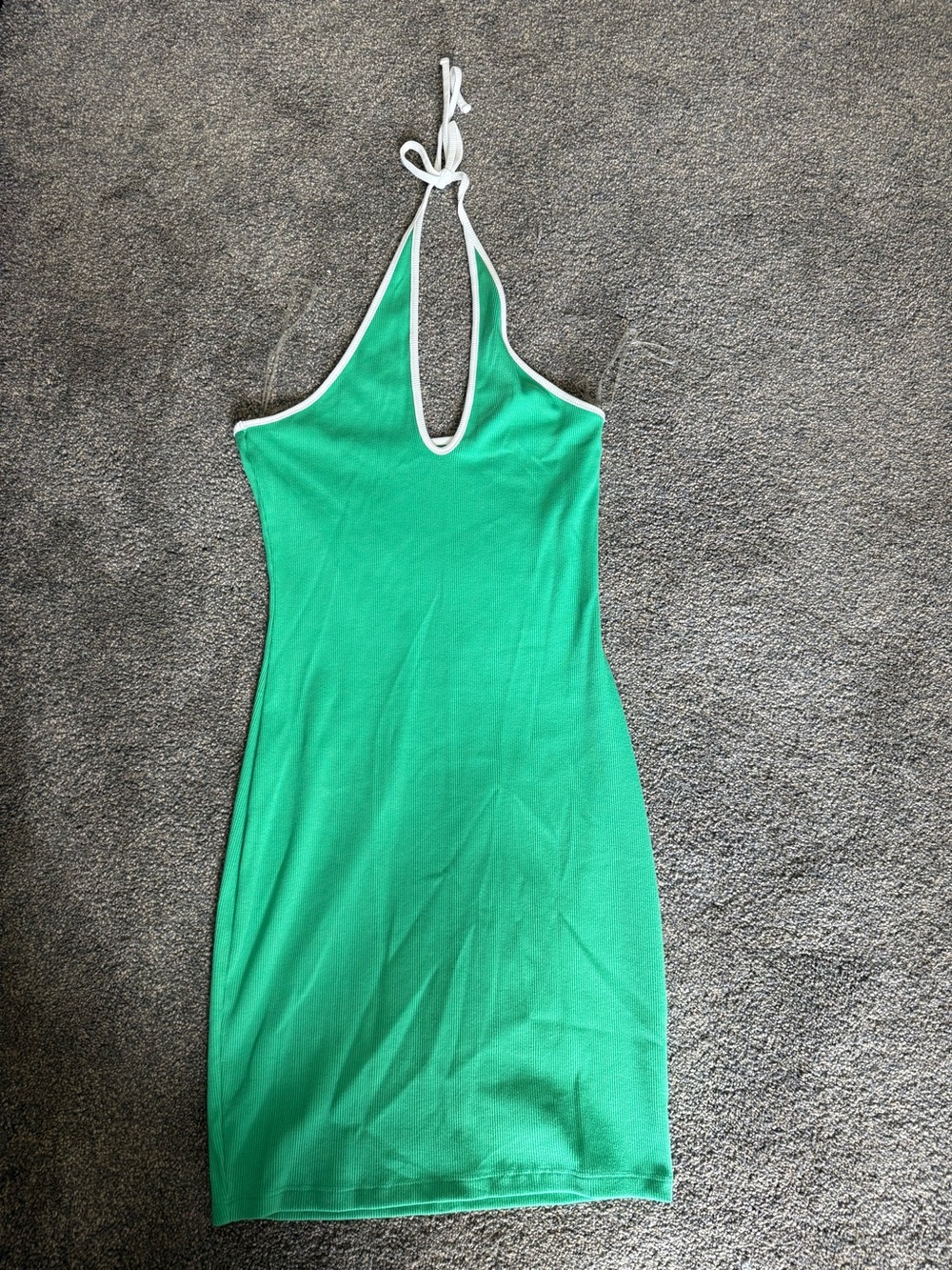 wild fable Green Halter Mini Dress with White Trim